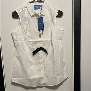 White Sleeveless Top with Black Bow by Simply Vera